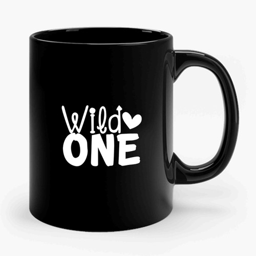 Wild One Shirt Heart Black Ceramic Mug