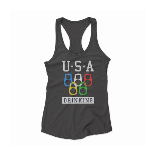 Usa Drinking Team Funny Olympics Party Beer Pong Alcohol Vodka Women Racerback Tank Top
