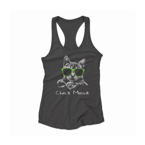 Check Meowt Cat Kitten Workout Funny Weightlifting Women Racerback Tank Top