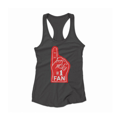 #1 Fan Foam Finger Women Racerback Tank Top