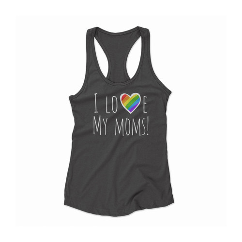 I Love My Moms Rainbow Heart Women Racerback Tank Top