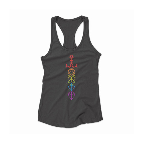 Rainbow Dice Sword Game Master Pride Dungeons And Dragons Women Racerback Tank Top