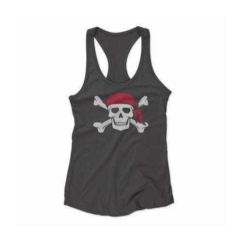Pirate Skull With Red Bandanna Women Racerback Tank Top