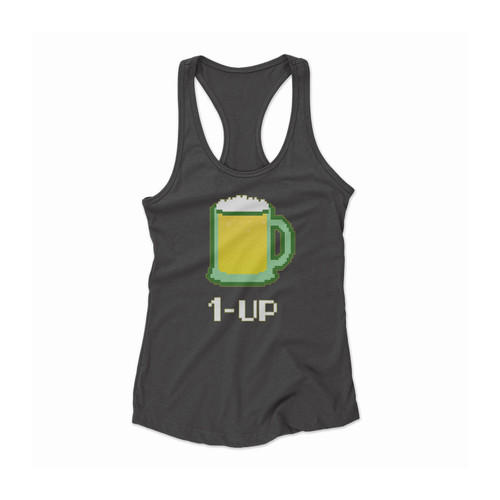 1 Up Green Women Racerback Tank Top