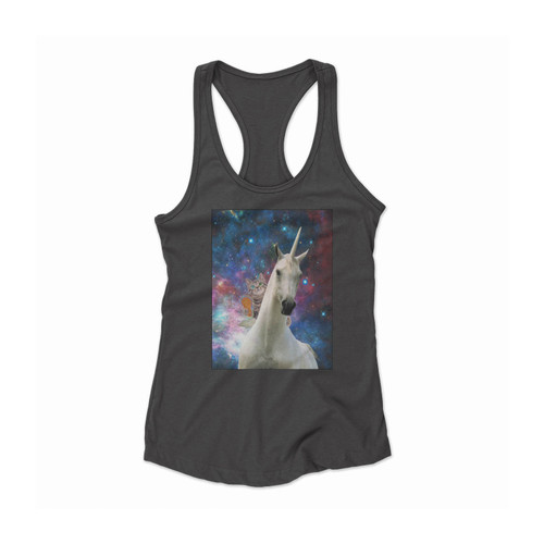 Space Cat Unicorn Funny Galaxy Cosmic Fantasy Graphic Hipster Women Racerback Tank Top