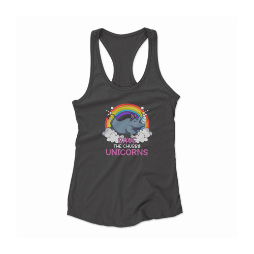 Save The Chubby Unicorns Rhino Women Racerback Tank Top