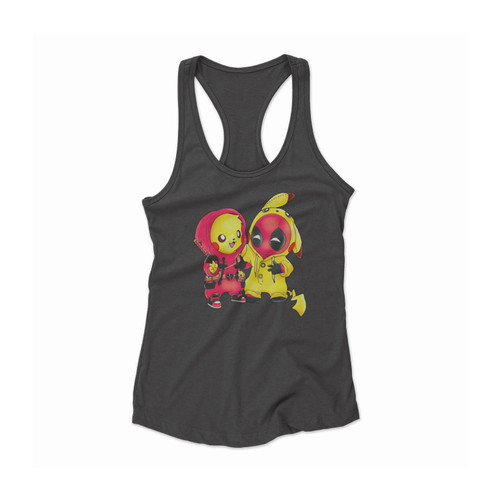 Pikachu Pokemon And Deadpool Pikapool Women Racerback Tank Top