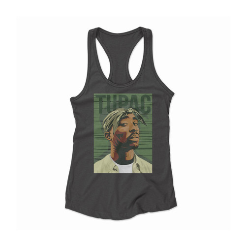 Tupac Shakur Hip Hop Music Women Racerback Tank Top