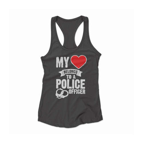 My Heart Belongs To A Police Officer Women Racerback Tank Top