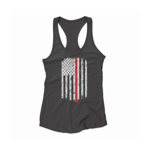 Thin Red Line American Flag Women Racerback Tank Top