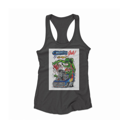 Vintage Reproduction Racing Poster Rat Fink Chevelle Gasser Hot Women Racerback Tank Top