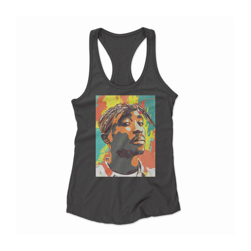 Art Tupac Shakur Women Racerback Tank Top