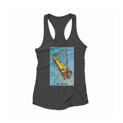 El Arpa Mexican Loteria Bingo Card Women Racerback Tank Top