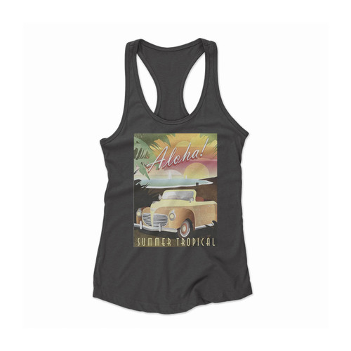 Vintage Aloha Summer Tropical Paradise Hawaiian Women Racerback Tank Top