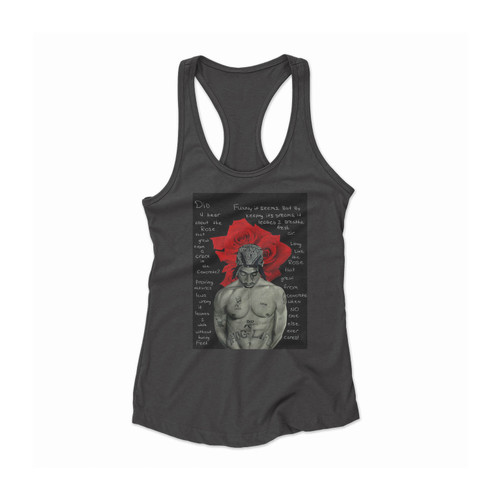 2pac The Rose That Grew Quote Women Racerback Tank Top