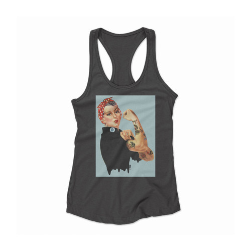 Tattooed Rosie The Riveter Art Women Racerback Tank Top