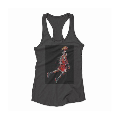 Abstract Art Michael Fly Dunk Basketball Women Racerback Tank Top