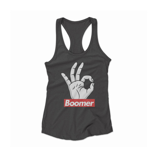 Ok Boomer Hand Emoji Women Racerback Tank Top