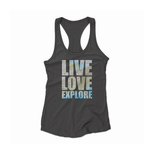 Live Love Explore Usa Map Women Racerback Tank Top