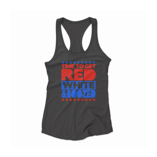 America 4Th Of July Time To Get Red White And Boozed Tee Usa Funny Independence Day Shirt Drinking Beer America Women Racerback Tank Top
