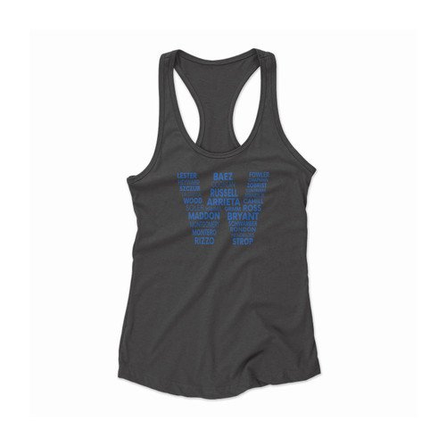 Chicago Cubs W Flag Big Win With Current Chicago Cubs Players Blue Women Racerback Tank Top