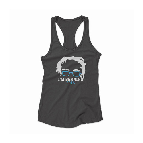 Bernie Sanders I'M Berning Hair And Glasses Women Racerback Tank Top