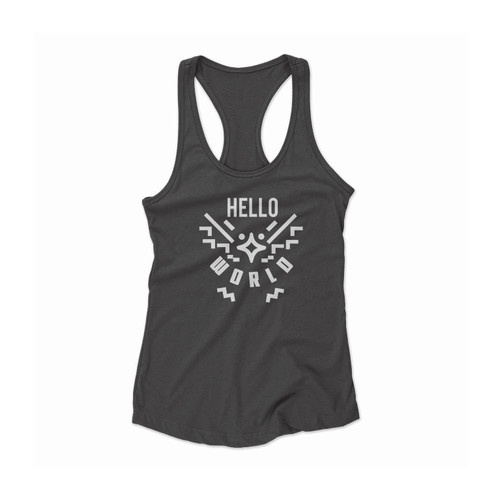 Hello World Web Programmer Code Lettering Vintage Women Racerback Tank Top