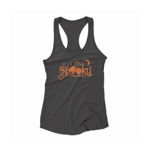 Spooky Halloween With Moon And Stars Women Racerback Tank Top