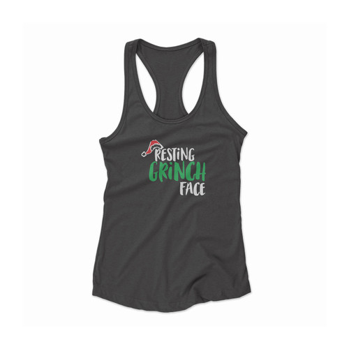 Funny Adult Christmas Resting Grinch Face Christmas Graphic Mommy And Me Women Racerback Tank Top