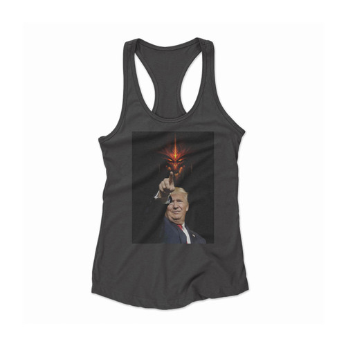 Trump With Devil Anti Donald Trump Fuck Donald Trump Women Racerback Tank Top
