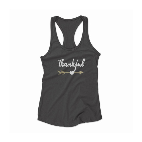 Thankful With Heart Arrow Thanksgiving Give Thanks Women Racerback Tank Top