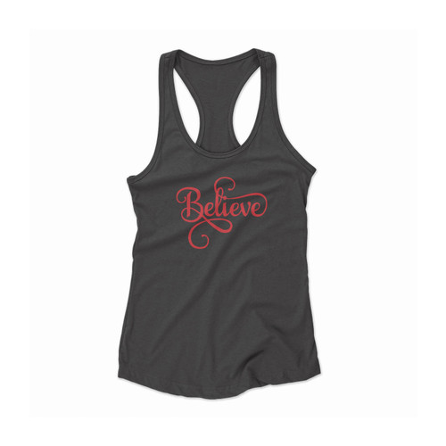 Believe Sign Christmas Women Racerback Tank Top