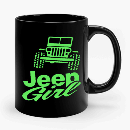 Jeep Girl Neon Green 1 Art Ceramic Mug