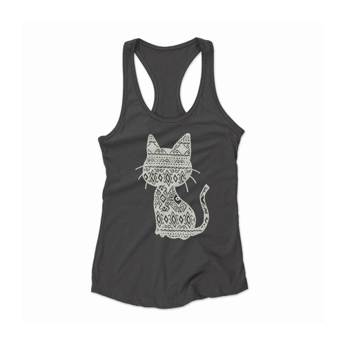 Cat Pattern Patch Women Racerback Tank Top