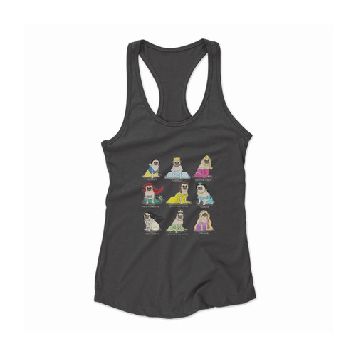 Pug Disney Princess Mash Up Women Racerback Tank Top