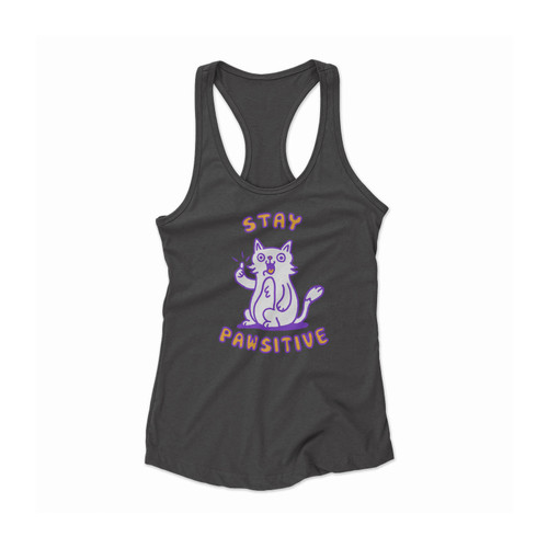 Stay Pawsitive Cat Women Racerback Tank Top