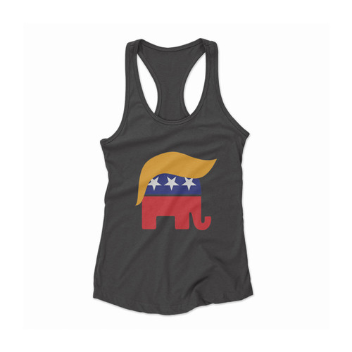 Donald Trump Hair Gop Elephant Logo Women Racerback Tank Top