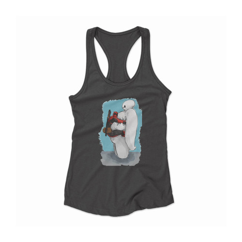 Deadpool Hugging Baymax Big Hero 6 Women Racerback Tank Top