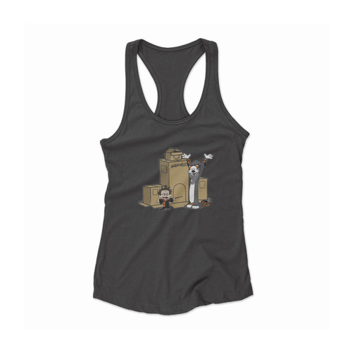 Harry Potter Calvin And Hobbes Build A Hogwartz Women Racerback Tank Top