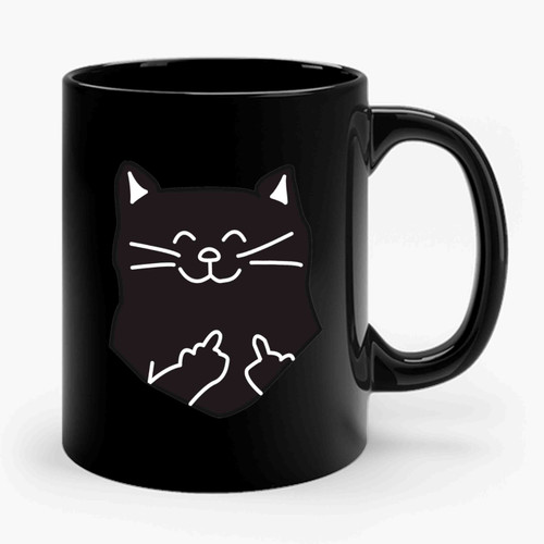 Cat Middle Finger Ceramic Mug