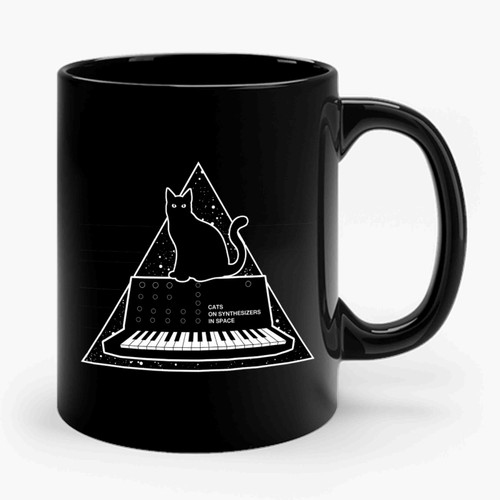Cats Black On Synthesizers In Space Ceramic Mug