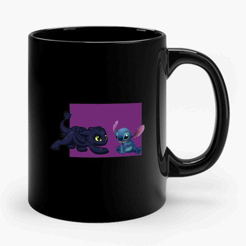 Baby Toothless Dragon And Stitch 1 Simple Retro Design Ceramic Mug