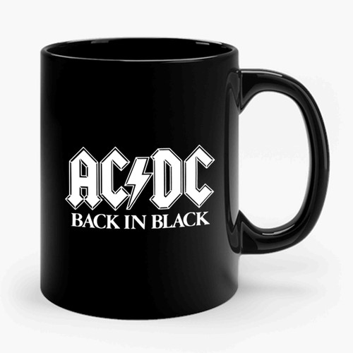 Ac Dc Distressed Back In Black Metal Rock Logo Ceramic Mug