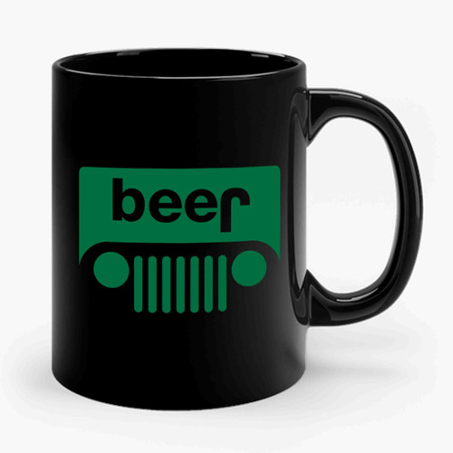 Beer Or Jeep Funny Parody Logo Ceramic Mug
