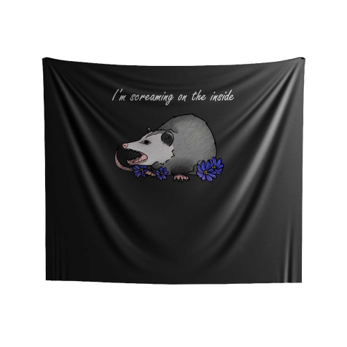 Angry Opossum I'm Screaming On The Inside Indoor Wall Tapestries