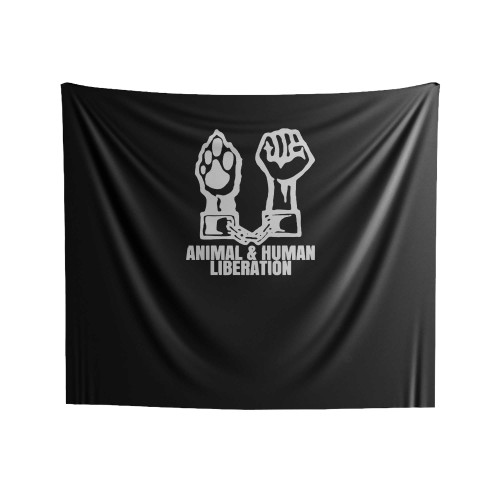 Animal Rights Vegan Vegetarian Animal & Human Liberation Indoor Wall Tapestries