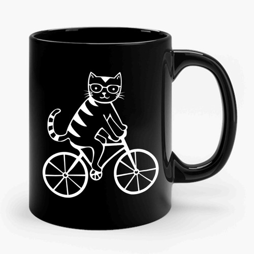 Cat Riding Bike Bicycle Ceramic Mug