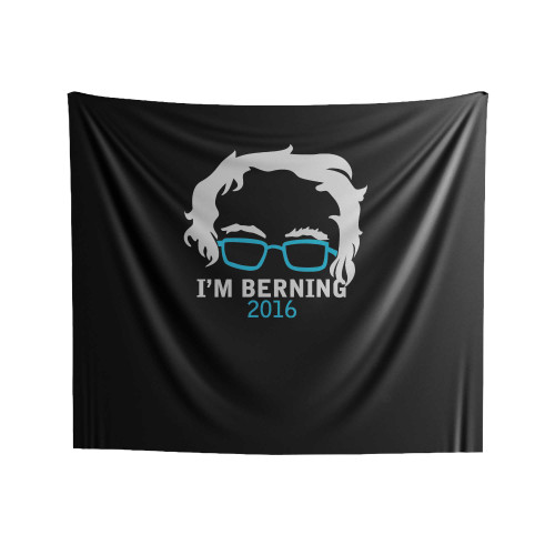 Bernie Sanders I'm Berning Hair And Glasses Indoor Wall Tapestries
