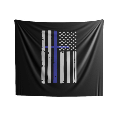 Blessed Are The Peacemakers Back The Blue Matthew 5 9 Thin Blue Line Support Law Enforcement Indoor Wall Tapestries