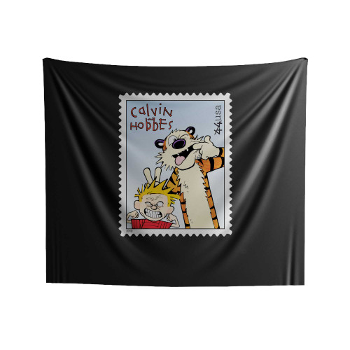 Calvin And Hobbes Stamp Funny Faces Indoor Wall Tapestries